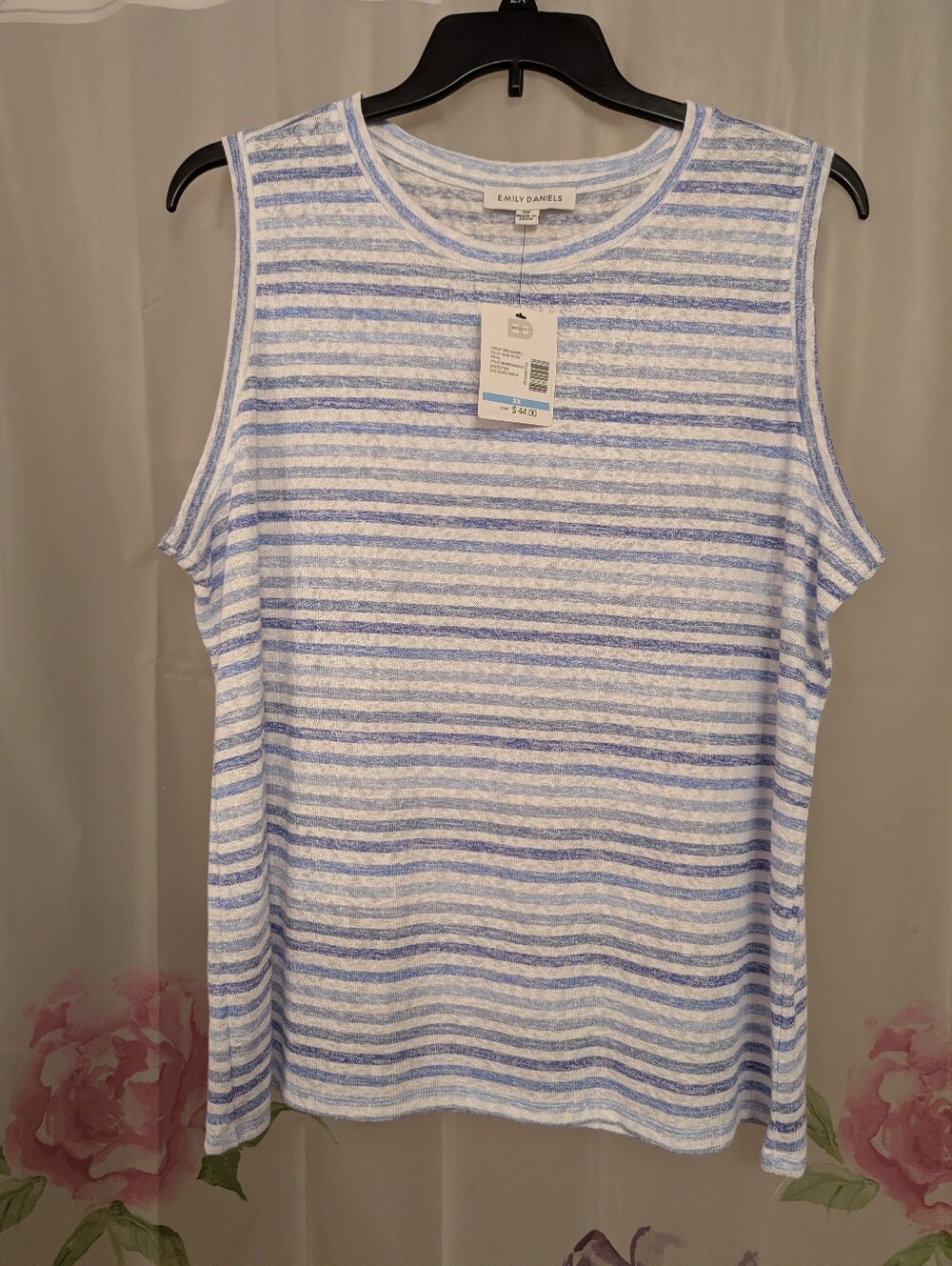 Emily Daniels Blue & White Striped Sleeveless Top